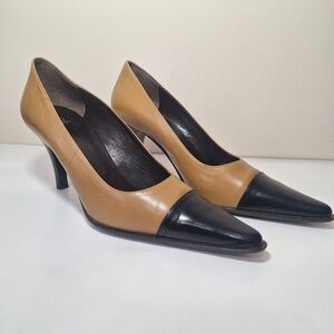 Vintage PINO CARINA Italian Leather Cap Toe Pumps Size 37 US 6.5